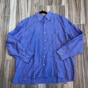 Solemare Maus & Hoffman Shirt XXL Blue Linen Button Down Preppy Italy Summer